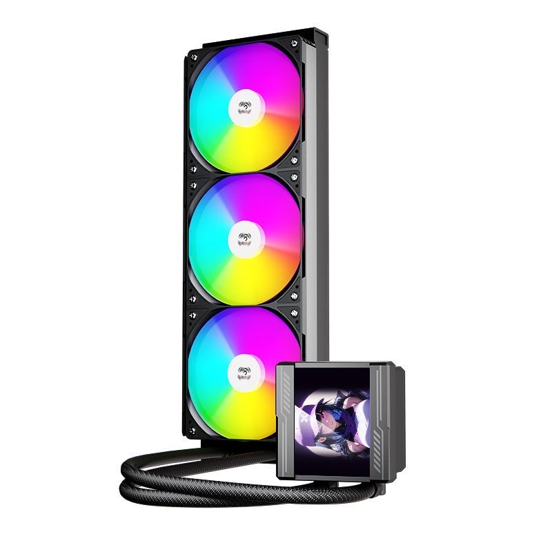 爱国者冰魄R360水冷一体式CPU散热器ARGB神光同步自定义设置屏幕