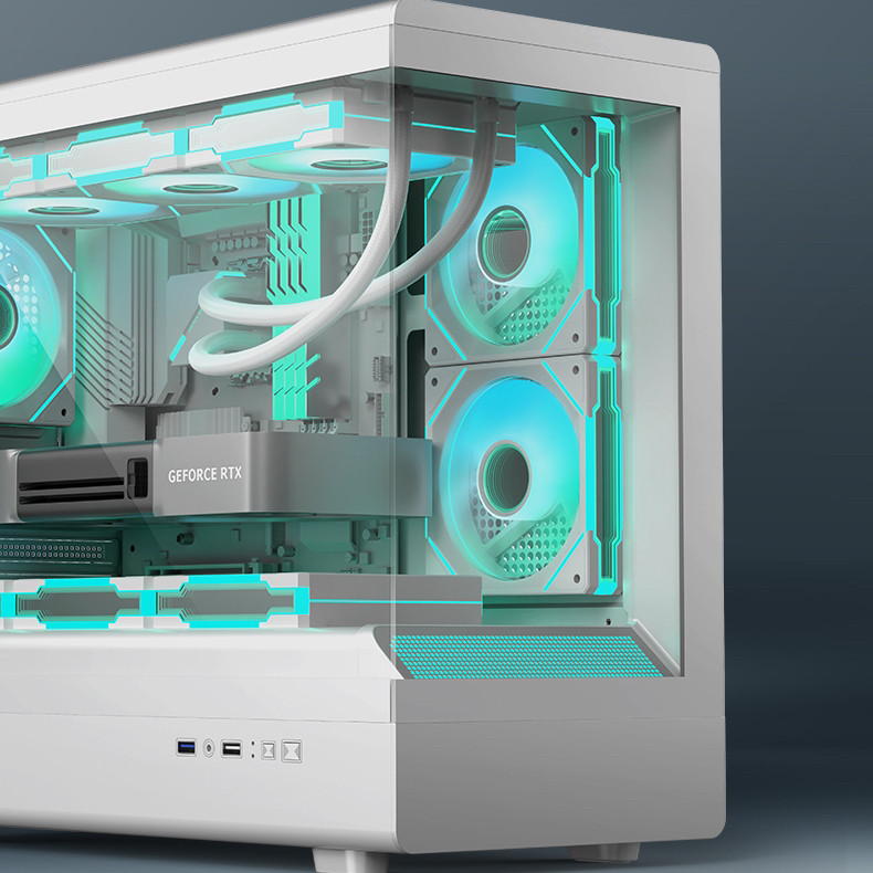 金河田小屿LITE270度海景房机箱360水冷50系列长显卡风冷MATX机箱图片