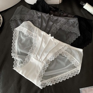 复古缎面 女法式 Gooogood Underwear2024秋冬性感蕾丝纯棉裆内裤