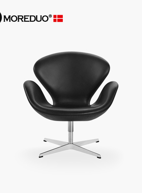 MOREDUO/意式现代休闲椅全真皮单人布艺沙发椅卧室书桌椅设计师椅