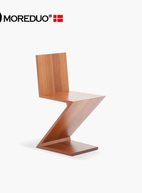 MOREDUO/北欧现代休闲椅Zig zag Chair实木创意个性单椅经典Z字椅