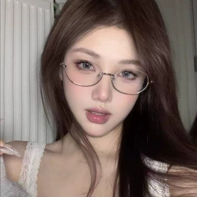 老钱风半框眼镜女高级感纯欲斯文败类御姐复古小框椭圆细框金丝框