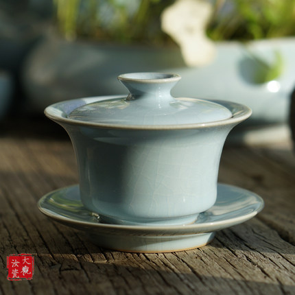 汝州原产地大观汝瓷茶具 三才盖碗 一级品 朱家汝窑 玛瑙入釉