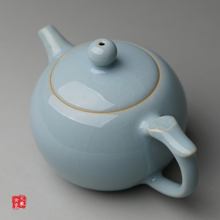 汝州原产地大观汝瓷茶具朱家汝窑朱法喜支钉如意壶一级品玛瑙入釉
