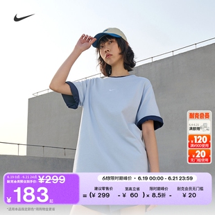耐克女子超宽松短袖T恤纯棉半袖刺绣柔软NIKE SPORTSWEAR IH7602
