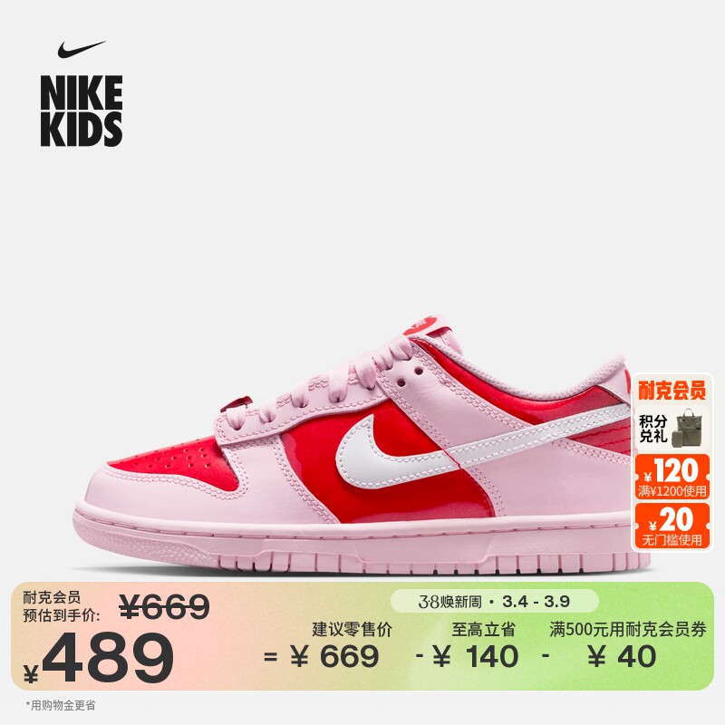 耐克大童平底运动鞋春季新款男女童低帮复古板鞋Nike DUNK IQ0218