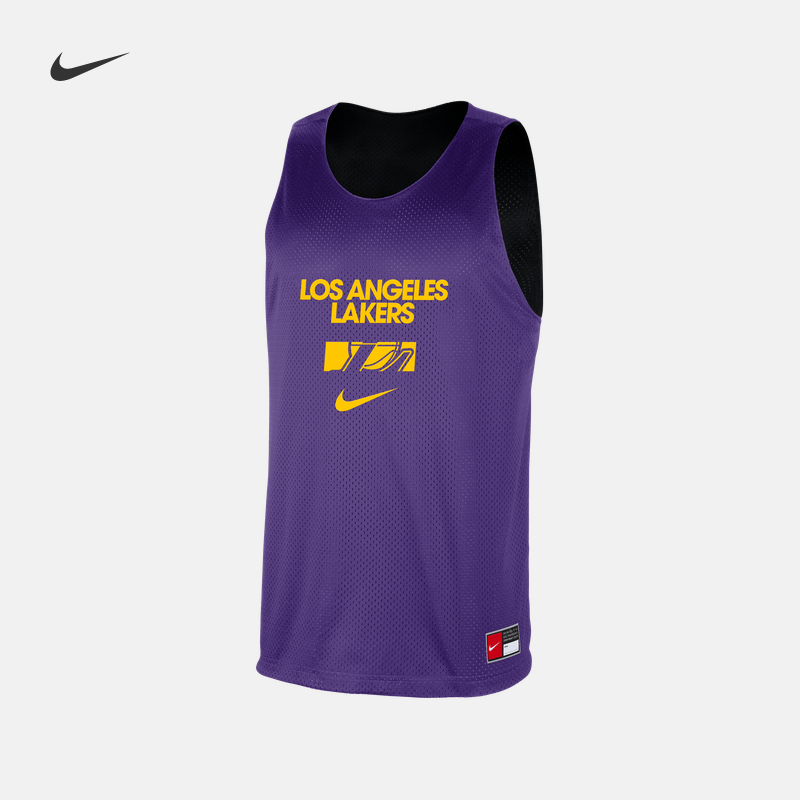 耐克洛杉矶湖人队男子双面穿网眼布训练球衣官方NIKE NBA F