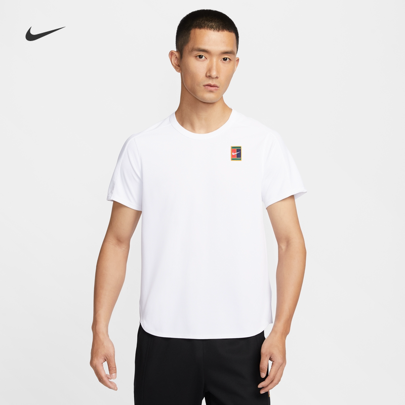 耐克男子速干网球T恤夏季新款针织短袖上衣官方NIKE SLAM FZ6945