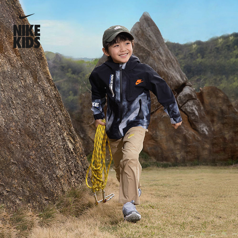 耐克幼童机能风长裤秋季新款男童斜纹梭织运动裤官方NIKE IO2313