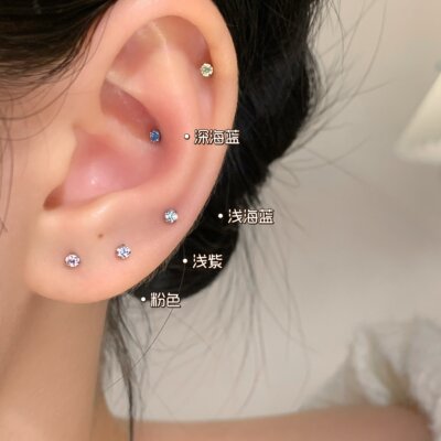 爆闪耳骨钉医用钛钢养耳洞免摘女