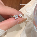 嘟嘟夫妇满钻爆闪耳骨钉医用钛钢养耳洞睡觉免摘四叶草耳蜗耳钉女