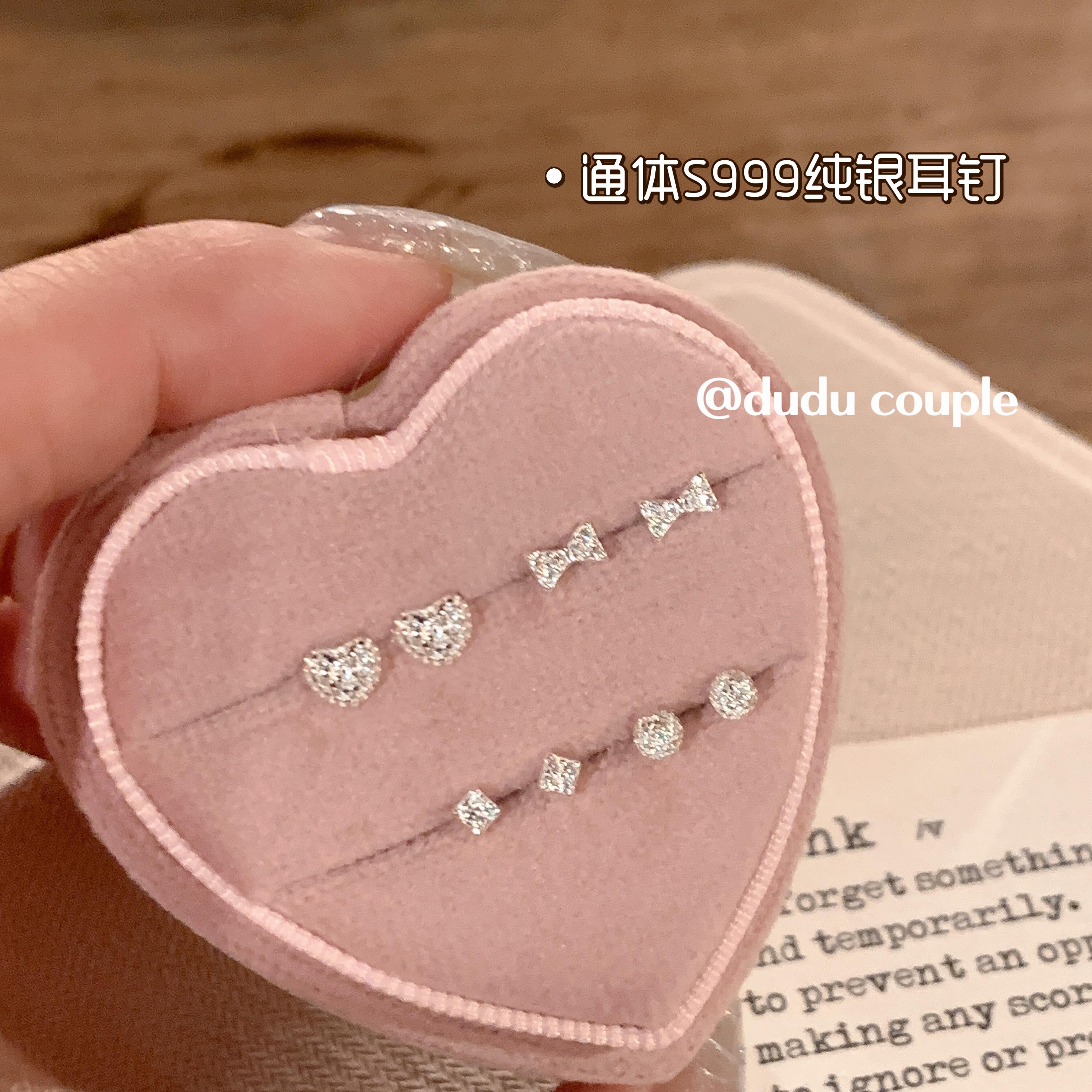 S999纯银耳钉养耳洞迷你小巧免摘