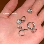 嘟嘟夫妇甜酷KT猫蝴蝶结耳圈耳环女小众kitty满钻耳扣钛钢耳骨钉