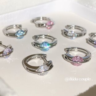 嘟嘟夫妇独特漂亮耳环耳扣睡觉免摘d型直针耳圈超闪边缘耳骨环女