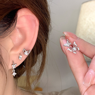 嘟嘟夫妇独特蝴蝶耳骨钉睡觉免摘爆闪耳蜗钉医用钛钢耳钉养耳洞女