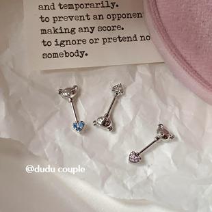 嘟嘟夫妇甜酷爱心小熊高位耳骨钉小众设计感医用钛钢养耳洞耳钉女