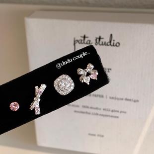 嘟嘟夫妇气质蝴蝶结耳钉睡觉免摘爆闪百搭耳蜗钉医用钛钢耳骨钉女