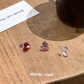 嘟嘟夫妇十字架爱心耳钉睡觉免摘耳蜗钉医用钛钢养耳洞耳骨钉女