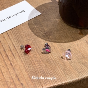 嘟嘟夫妇十字架爱心耳钉睡觉免摘耳蜗钉医用钛钢养耳洞耳骨钉女
