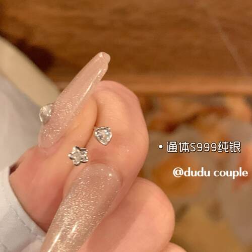 S999纯银星星耳钉养耳洞睡觉免摘