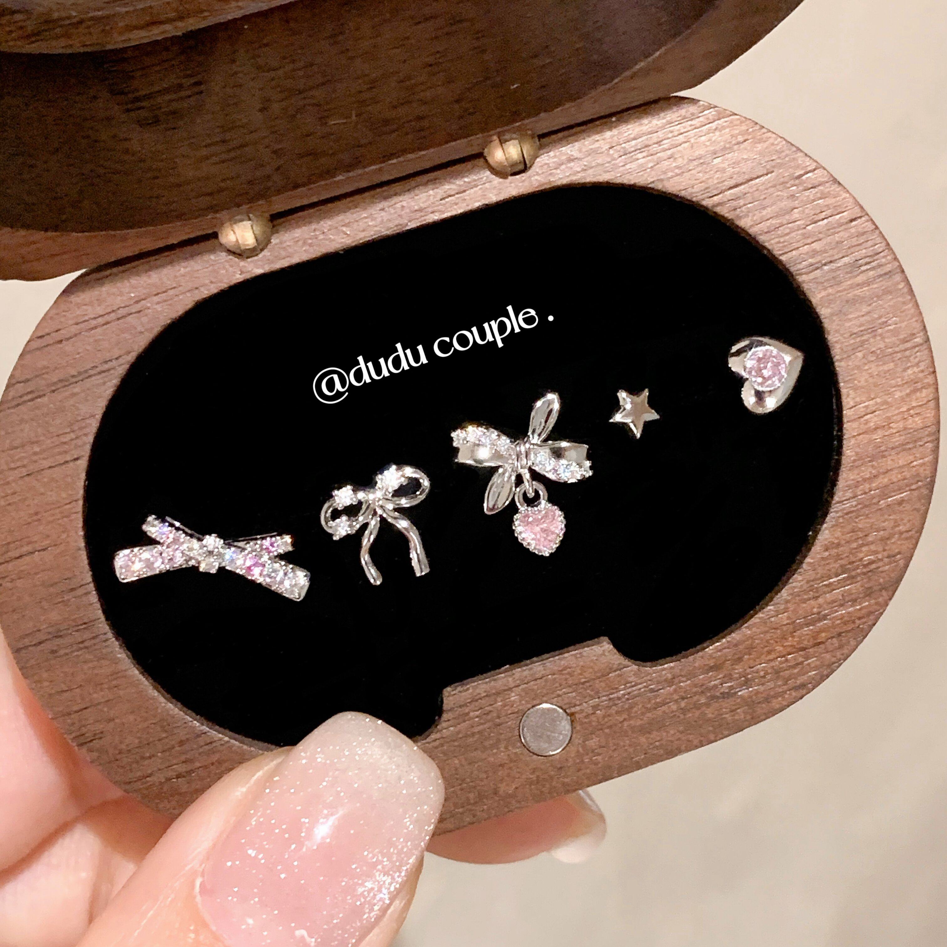 蝴蝶结耳骨钉医用钛钢养耳免摘女