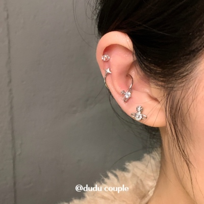 爆闪西太后土星耳骨钉S形马蹄钉