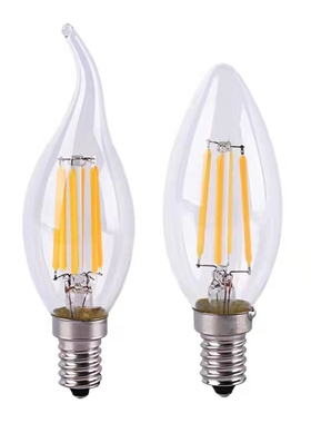 led蜡烛灯泡e14小螺口2W4W6W爱迪生尖泡拉尾泡水晶吊灯光源钨丝灯