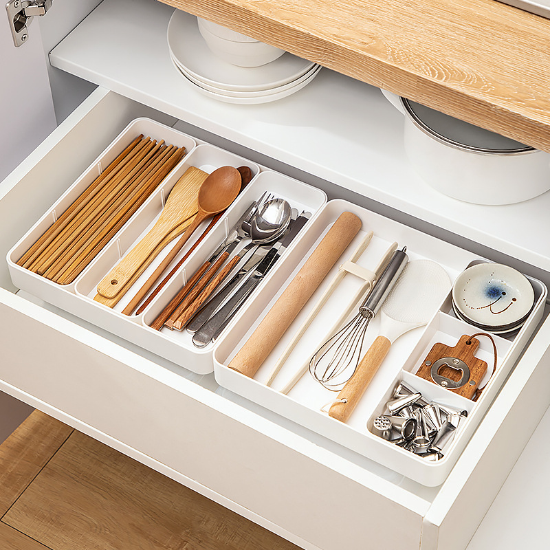 食品级PP厨具收纳盒抽屉专用多格分类筷子勺子餐具分隔家用整理盒