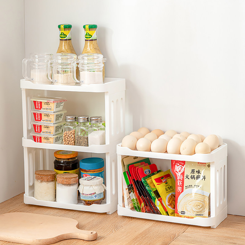 厨房双层收纳架可堆叠镂空透气设计鸡蛋调料分层置物架防滑置物架,厨房/烹饪用具,厨房置物架/置物柜/角架,淘宝优惠券,粉丝福利购,淘宝优惠卷
