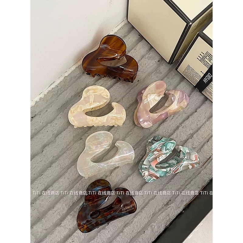 高级感醋酸简约抓夹中号发量少头发夹子后脑勺发夹女发饰小鲨鱼夹