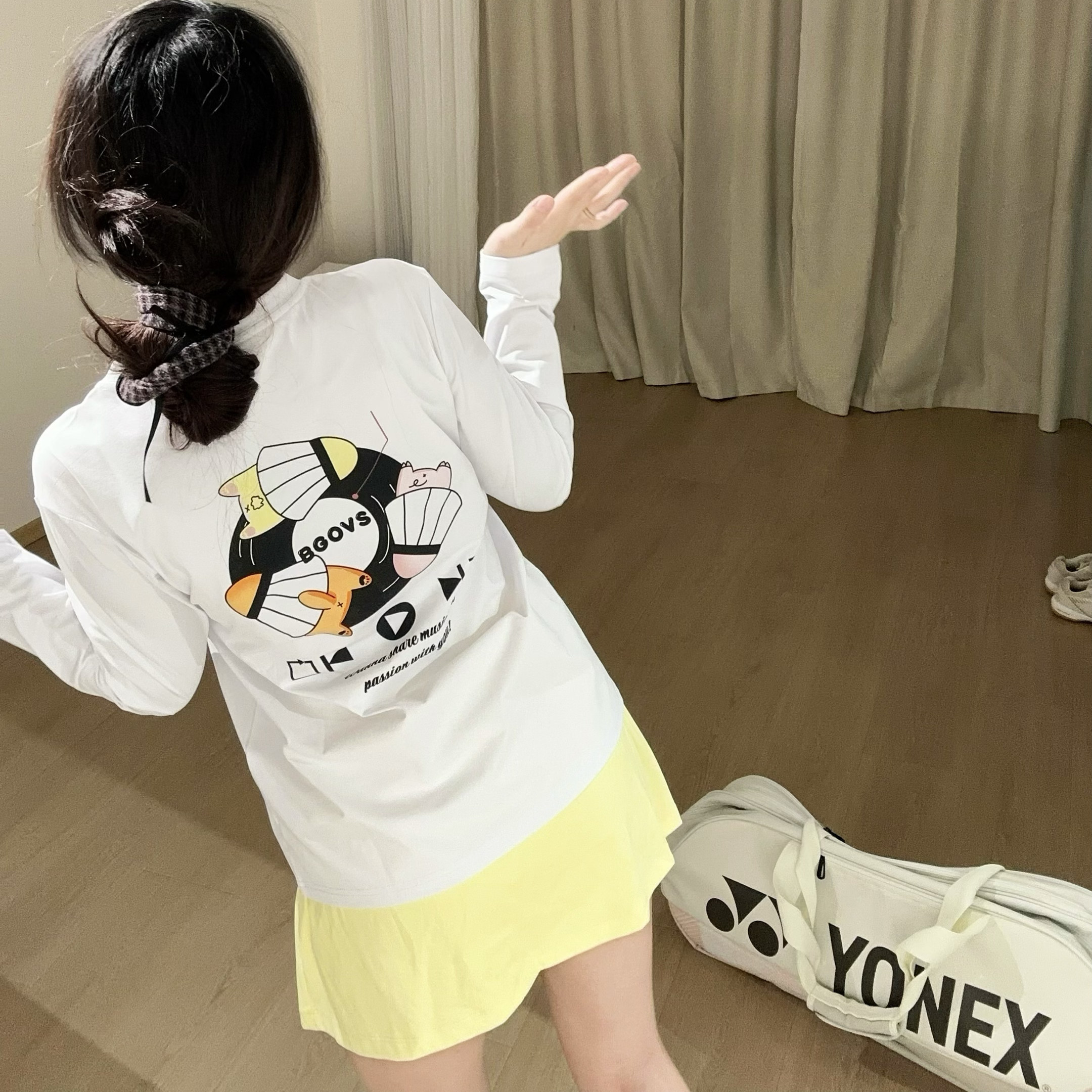 025秋季新品韩国BGOVS羽毛球服男女同款运动长袖T恤透气速干上衣