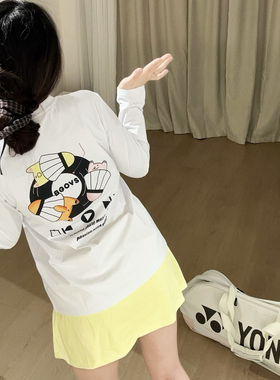 025秋季新品韩国BGOVS羽毛球服男女同款运动长袖T恤透气速干上衣