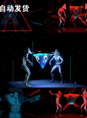 4个抽象人科幻迷幻动感无限循环vjloop舞台视频素材Humanization