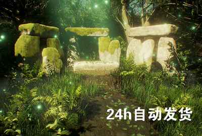 ue5 UnrealEngine4 虚幻4落日夕阳梦幻魔幻森林自然树林场景