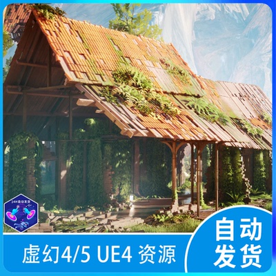 ue5 虚幻5悬崖村庄建筑场景Modular Overgrown Village Buildings