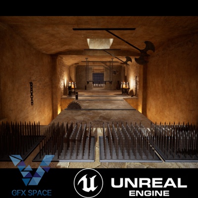 ue5虚幻 摆斧摆锤地刺陷阱地牢关卡闯关场景 Animated Traps Pack
