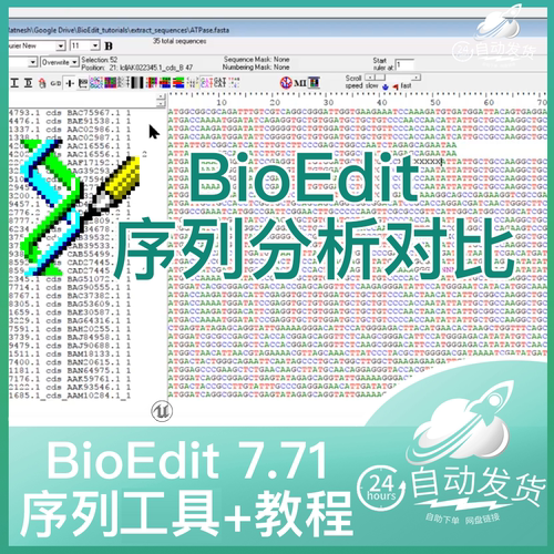 新版BioEdit 7.7.1 序列编辑bio edit查看翻译对比拼接软件附教程