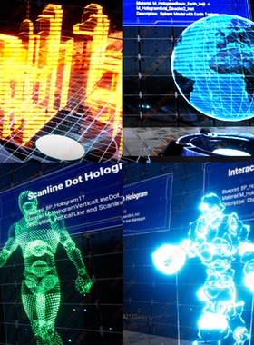ue5虚幻5 ALL HOLOGRAM VFX Pack 科技赛博朋克全息发光技能特效