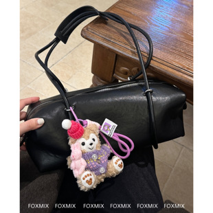 波士顿保龄球包女韩感法棍枕头包双肩带软皮小众通勤hobo托特包
