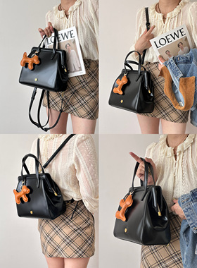 韩国小众油蜡皮双肩包复古学院风jk背包通勤女包手提中古包
