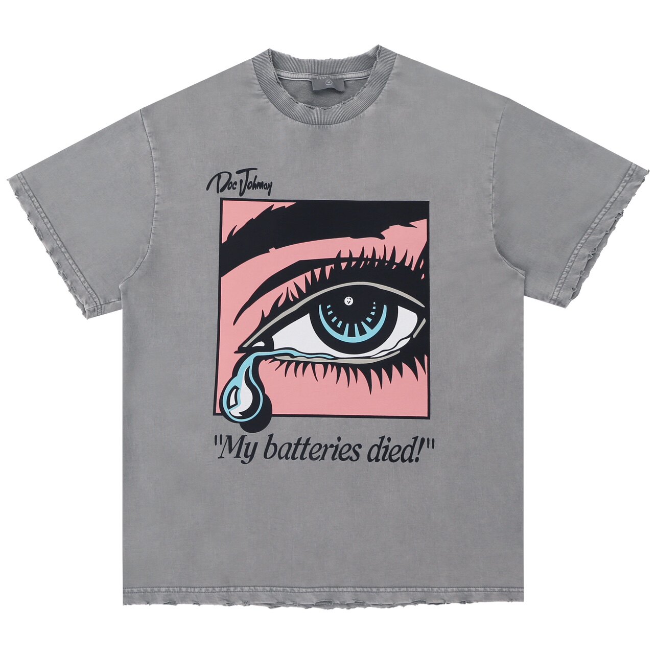 美式潮牌gallery dept gd fog眼睛流泪印花做旧宽松圆领短袖潮t恤