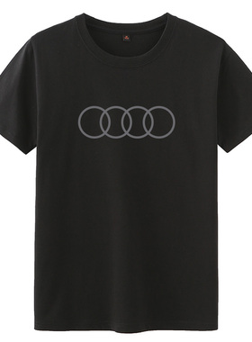 新款奥迪黑色工作服短袖t恤夏男女汽车4S店展厅纯棉工装定制logo