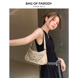 Bag of parody 包包2023新款潮酷质感辣妹斜挎机车包女单肩腋下包
