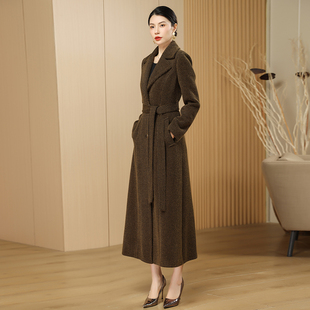 貂绒大衣长款 羊绒大衣女25年冬季 时尚 修身 羊毛风衣外套过膝女 韩版