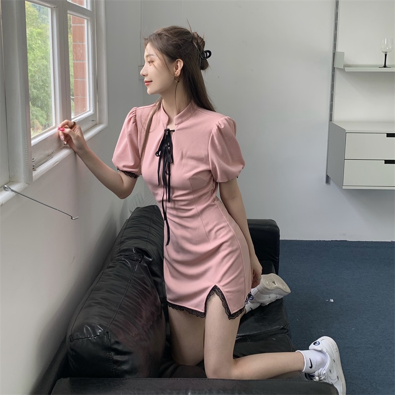 Real price Korean slim mid long sweet sexy cheongsam dress versatile student skirt