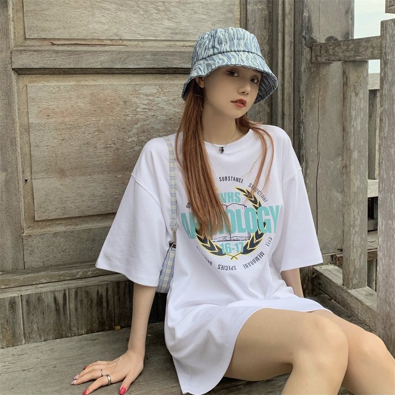 Real price Korean loose thin round neck short sleeve letter T-shirt