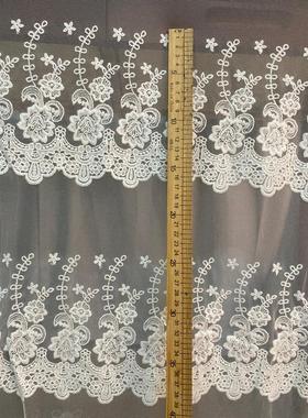 130cm6排花边白色棉线重工刺绣网纱蕾丝布料 披肩半裙设计diy辅料
