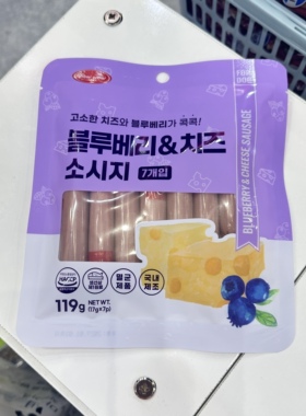 现货~韩国Bowwow宠物狗狗零食马苏里拉蓝莓芝士奶酪肠119g
