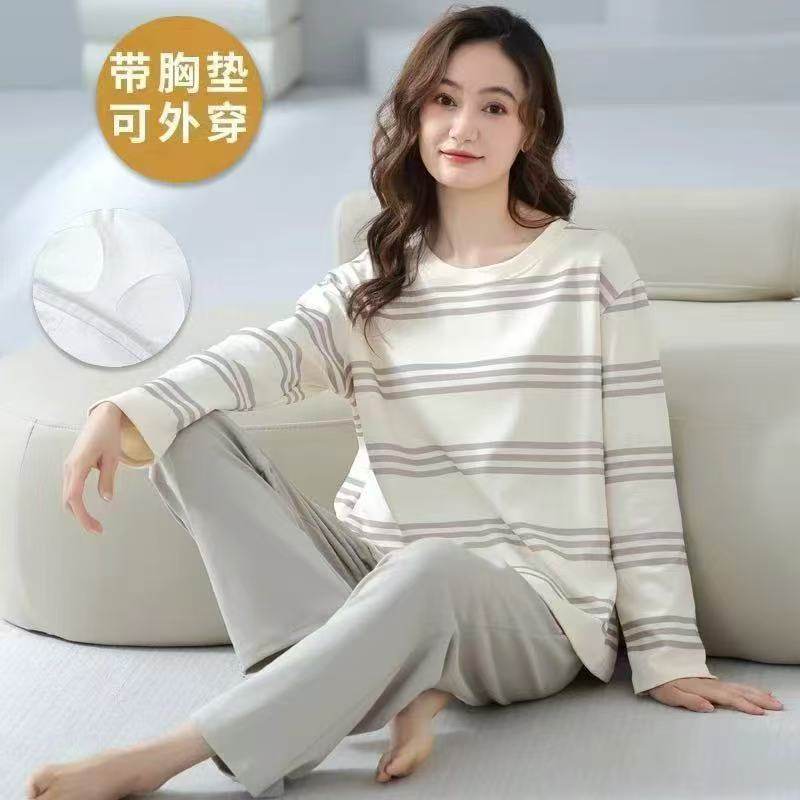 南极人新款纯棉睡衣女少女士韩版2025秋冬季长袖家居服套装可外穿