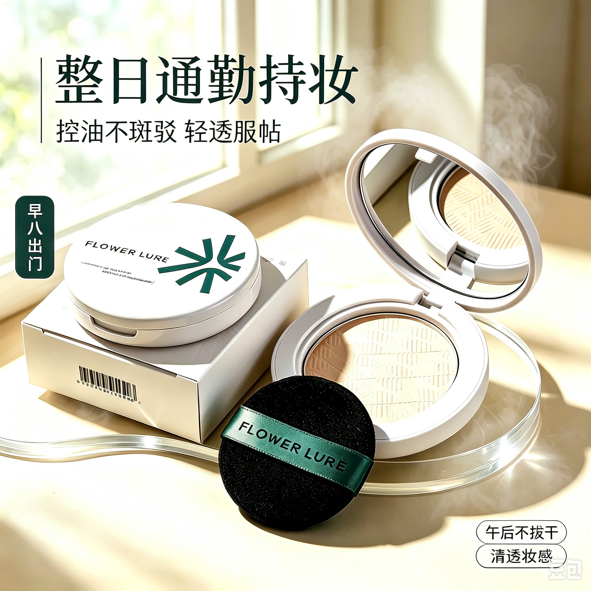 FlowerLure花间颂晨雾高清粉饼定妆控油持久补妆蜜粉哑光16g/7.3g图片